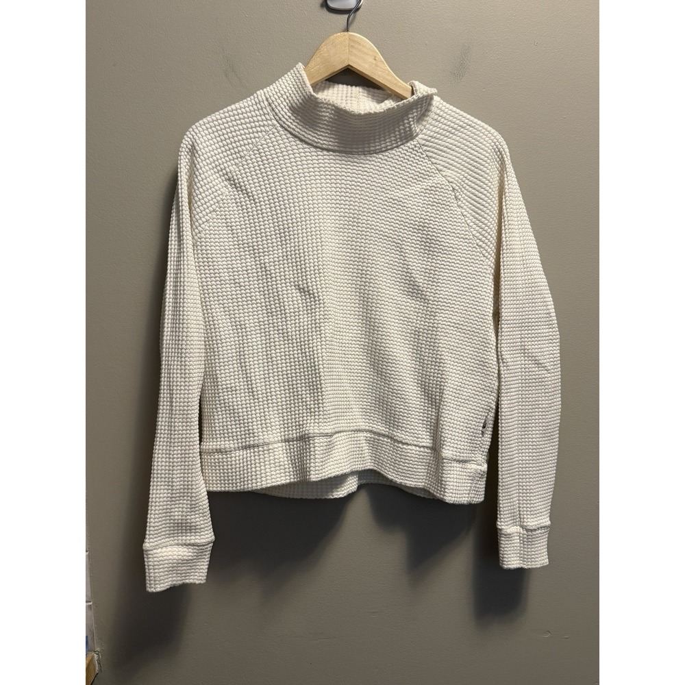 The North Face Chabot Sweater Womens M White Waffle Knit Mock Neck Pullover